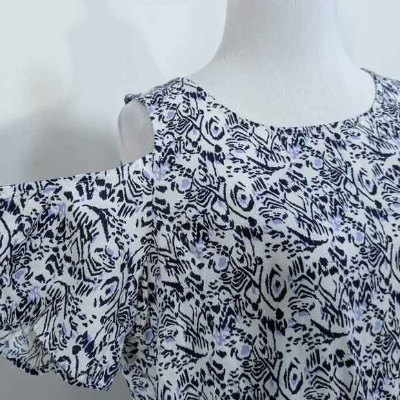Doe & Rae Cold Shoulder Print Dress - Size Large Womens L - Picture 5 of 9